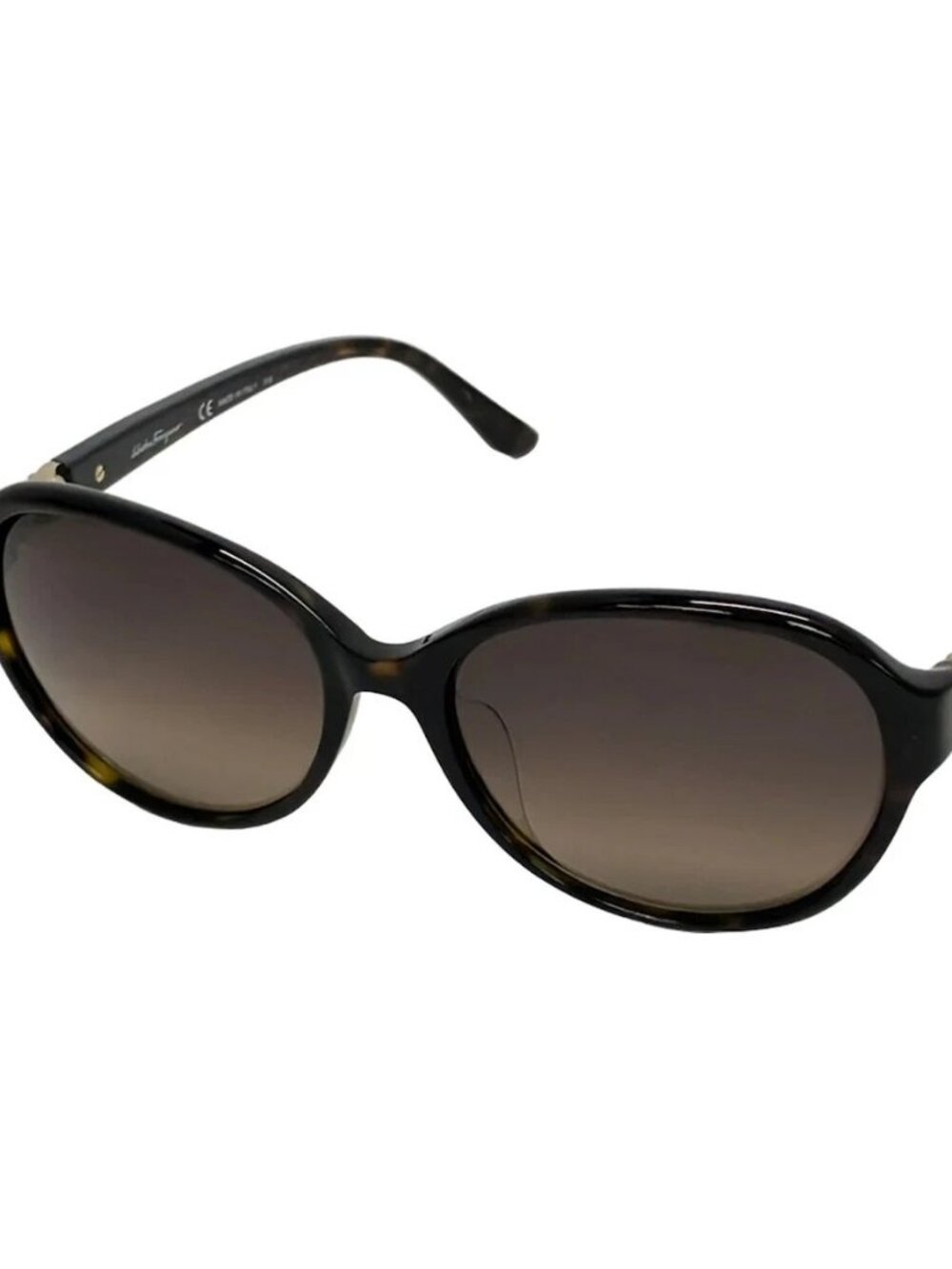 Salvatore Ferragamo SE804SA Dark Brown Black Gold Plastic Hardware Sunglasses
